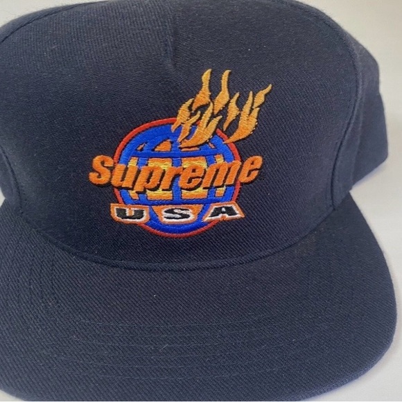 Supreme Navy Cap with Orange and Blue Logo